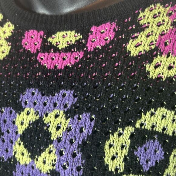 ASOS women’s medium open knit floral sweater colorful dopamine maximalist - Picture 2 of 5